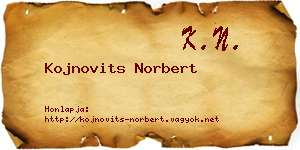 Kojnovits Norbert névjegykártya