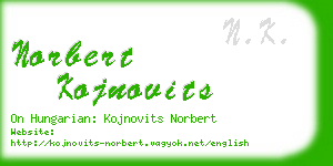 norbert kojnovits business card